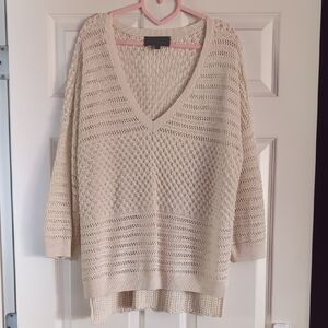 Sunday in Brooklyn Cream V-Neck Chunky Knit Sweater